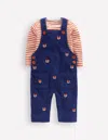 Boden Latzhose Aus Cord Im Set-marineblau Fuchsstickerei In Blue
