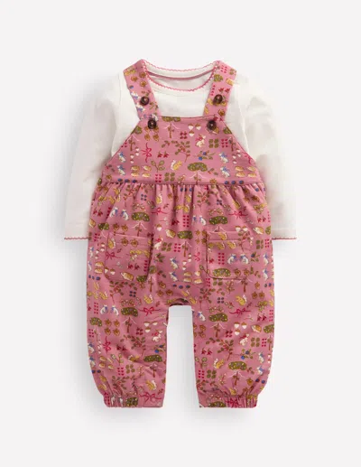 Boden Babies' Latzhosen-set Aus Jersey In Rosa | Grösse 68 In Pink