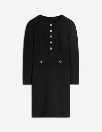 Boden Lavinia Button Shift Dress Black