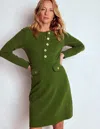 Boden Lavinia Button Shift Dress Douglas Fir  In Green