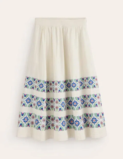 Boden Layla Embroidered Midi Skirt Neutral Women