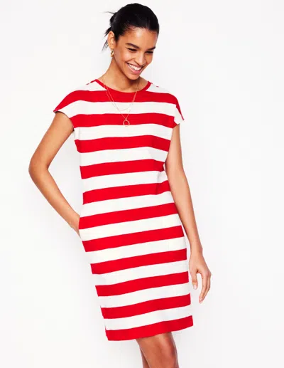 Boden Leah Jersey T-shirt Dress-poppy Red, White Stripe Female