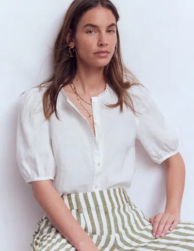 Boden Leah Short Sleeve Linen Top White