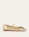 Boden Leather Ballet Flats Gold Metallic Girls