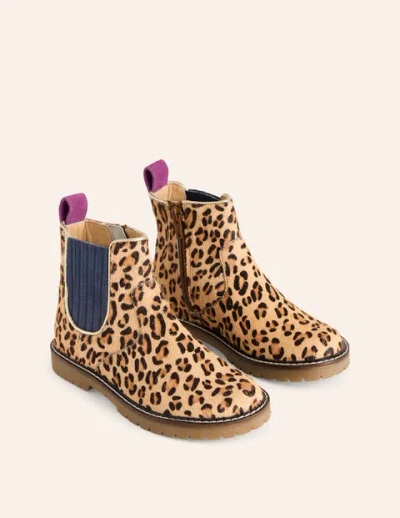 Boden Kids' Leather Chelsea Boots Leopard Girls