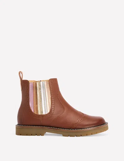 Boden Kids' Leather Chelsea Boots-metallic Tan Female  In Brown