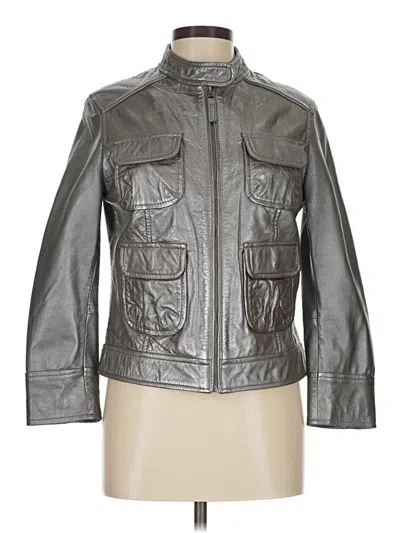 Pre-owned Boden Leather Jacket In Gray