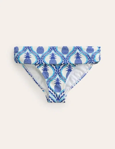 Boden Levanzo Fold Bikini Bottoms Surf The Web, Pineapple Wave Women  In Blue