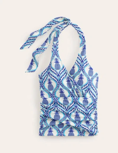 Boden Levanzo Halter Tankini Top Surf The Web, Pineapple Wave Women  In Blue