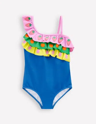 Boden Kids' Lila One Shoulder Swimsuitmulti Fruit Girls  In Multi