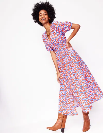 Boden Lillian Cotton Midi Dresschalk Pink, Cherry Cascade Women  In Chalk Pink/ Cherry Cascade