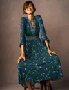 Boden Lily Midikleid Mit Langen Ärmeln-smaragdgrün, Zarte Nelke In Green
