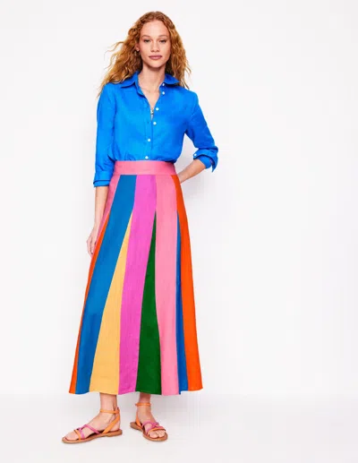 Boden Linen Flippy Maxi Skirtmulti Colourblock Women  In Multi