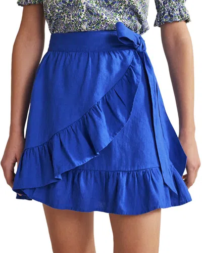 Boden Linen Flippy Wrap Skirt Island Sapphire Women  In Blue