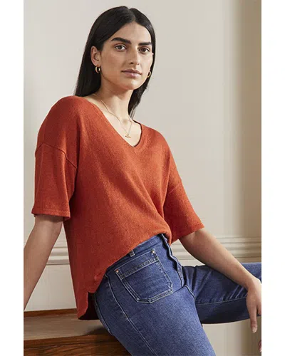 Boden Linen Knitted T-shirt In Orange