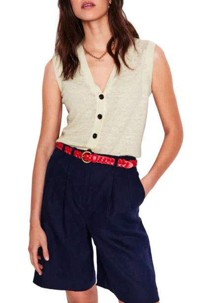 Boden Linen Slub Knit Sweater Vest In Neutral