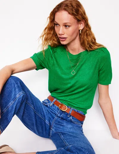 Boden Liv Boat Neck Linen T Shirt Sapling Green Women