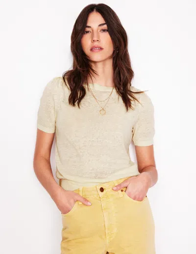 Boden Liv Boat Neck Linen T Shirt Warm Ivory Women  In Neutral