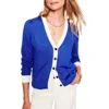 Boden Liv Strickjacke Aus Leinen Mit V-ausschnitt-royales Blau In Bright Blue