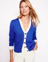Boden Liv Strickjacke Aus Leinen Mit V-ausschnitt-royales Blau In Multi
