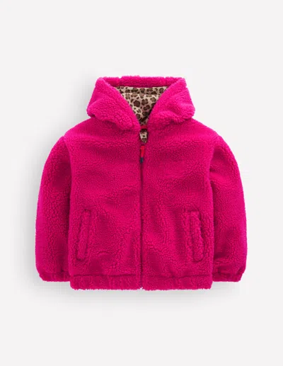 Boden Kids' Lockere Teddyfelljacke Mit Reissverschluss- In Fuchsia | Grösse 98 In Pink