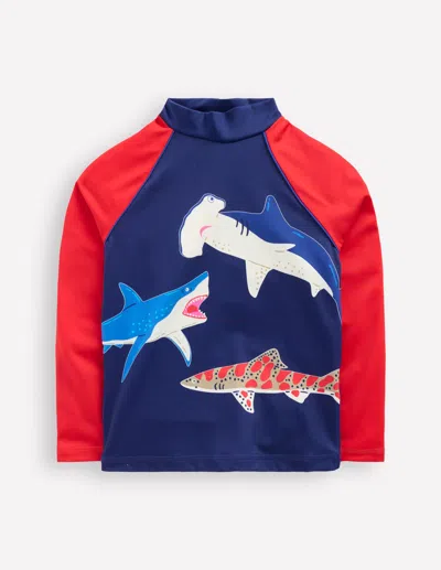 BODEN LOGO RASH VESTCOLLEGE NAVY SHARKS BOYS BODEN