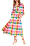 Boden Lola Blouson Maxi Dressrainbow Multigingham Women  In Multi