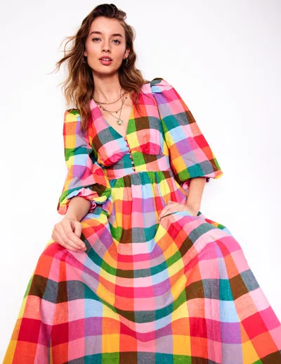 Boden Lola Blouson Maxi Dressrainbow Multigingham Women  In Rainbow Multigingham