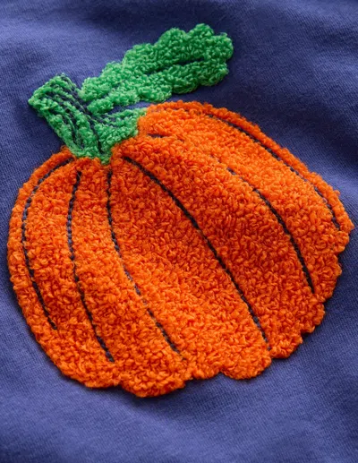 Boden Babies' Long Sleeve Applique T Shirt Navy Pumpkin Boys  In Blue