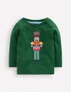 Boden Long Sleeve Applique T Shirt Pine Green Nutcracker  In Green