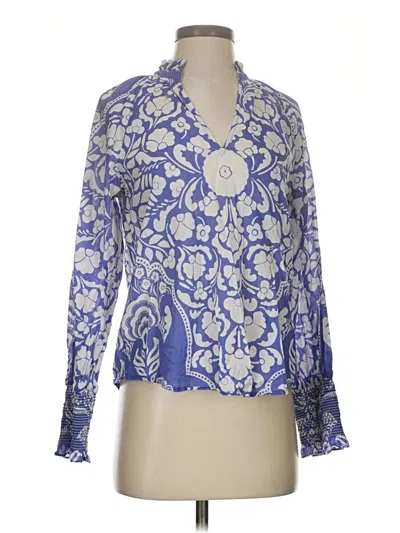 Pre-owned Boden Long Sleeve Blouse In Blue