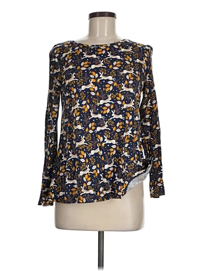 Pre-owned Boden Long Sleeve Blouse In Blue
