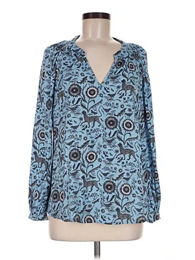 Pre-owned Boden Long Sleeve Blouse In Blue