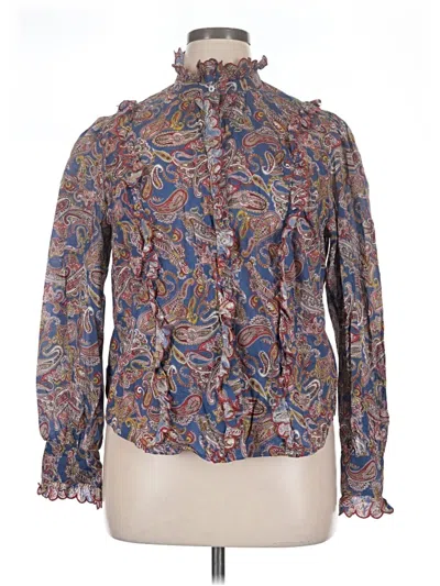 Pre-owned Boden Long Sleeve Blouse In Blue