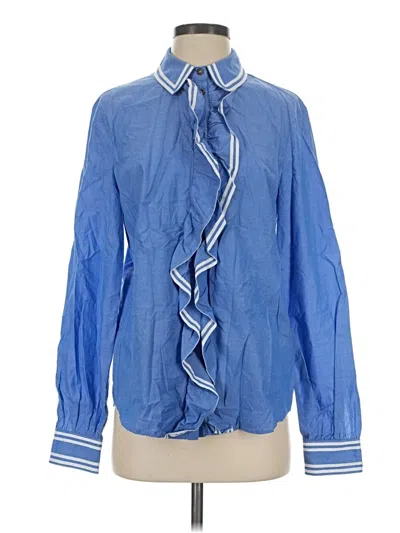 Pre-owned Boden Long Sleeve Blouse In Blue