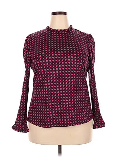 Pre-owned Boden Long Sleeve Blouse In Burgundy