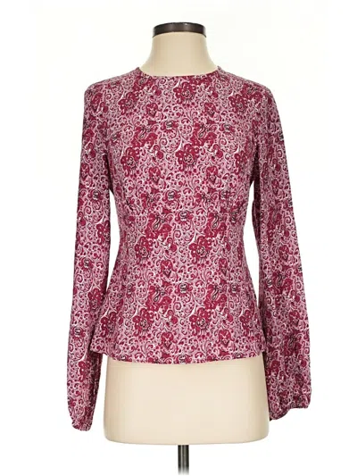 Pre-owned Boden Long Sleeve Blouse In Burgundy