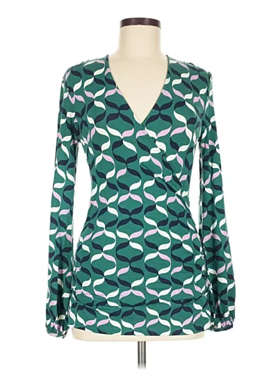 Pre-owned Boden Long Sleeve Blouse In Green
