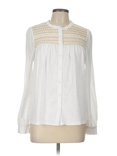 Pre-owned Boden Long Sleeve Blouse In White