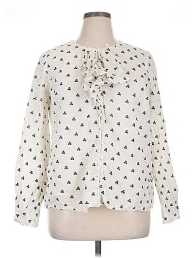 Pre-owned Boden Long Sleeve Blouse In White