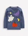 Boden Langarmshirt Aus Bouclé-roboterblau Halloween In Blue