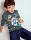 Boden Long Sleeve Glow T Shirt Phantom Spaceman  In Green