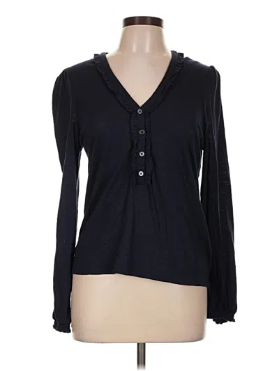 Pre-owned Boden Long Sleeve Henley Shirt In Black