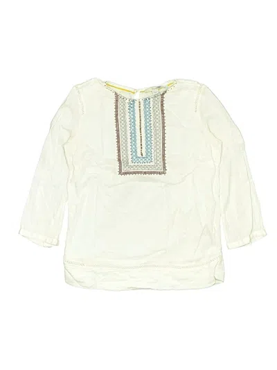 Pre-owned Boden Kids' Long Sleeve Henley Shirt In White
