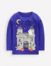 Boden Langarmshirt Mit Aufklappdetail-saphirblau Spukhaus In Blue