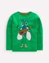 Boden Originelles Langärmliges T-shirt-blassgrün Musikalischer Käfer