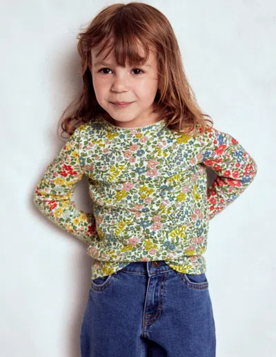 Boden Kids' Langärmeliges Oberteil Mit Pointelle-muster-kuddelmuddel Blumenmuster In Pattern