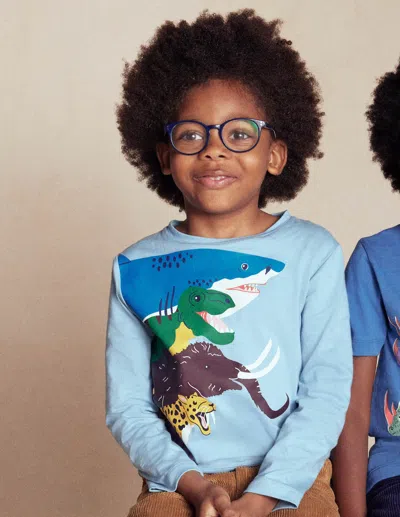 Boden Kids' Langarmshirt Mit Druck-gletscherblau Prähistorisch In Blue