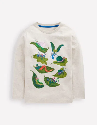 Boden Kids' Langarmshirt Mit Druck-haferbeige Krabbeltiere In White