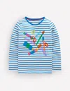 Boden Riso Langarmshirt-sanftes Naturweiss/eisvogelblau In Blue